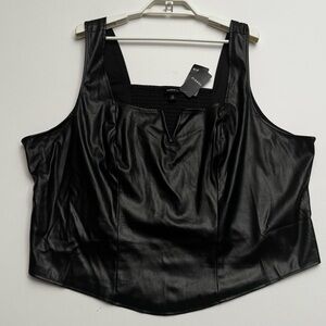 Torrid Black Faux Leather Crop Top NWT